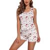 Ekouaer Womens Pajama Sets Sleeveless Tank Top and Shorts Pj Set Lace Hem Sleepwear S-XXXL(Beige Heart)