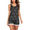 Ekouaer Womens Pajama Sets Sleeveless Tank Top and Shorts Pj Set Lace Hem Sleepwear S-XXXL(Black Cat)