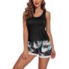 Ekouaer Womens Pajama Sets Sleeveless Tank Top and Shorts Pj Set Lace Hem Sleepwear S-XXXL(Black Leaf)