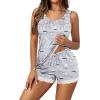 Ekouaer Womens Pajama Sets Sleeveless Tank Top and Shorts Pj Set Lace Hem Sleepwear S-XXXL(Coffee Cup)