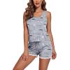 Ekouaer Womens Pajama Sets Sleeveless Tank Top and Shorts Pj Set Lace Hem Sleepwear S-XXXL(Coffee Cup)