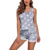 Ekouaer Womens Pajama Sets Sleeveless Tank Top and Shorts Pj Set Lace Hem Sleepwear S-XXXL(Gray Star)