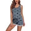 Ekouaer Womens Pajama Sets Sleeveless Tank Top and Shorts Pj Set Lace Hem Sleepwear S-XXXL(Grey Black Star)