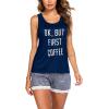 Ekouaer Womens Pajama Sets Sleeveless Tank Top and Shorts Pj Set Lace Hem Sleepwear S-XXXL(Navy Blue)