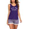 Ekouaer Womens Pajama Sets Sleeveless Tank Top and Shorts Pj Set Lace Hem Sleepwear S-XXXL(Purple)