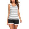 Ekouaer Womens Pajama Sets Sleeveless Tank Top and Shorts Pj Set Lace Hem Sleepwear S-XXXL(White Black Stripe)