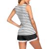 Ekouaer Womens Pajama Sets Sleeveless Tank Top and Shorts Pj Set Lace Hem Sleepwear S-XXXL(White Black Stripe)