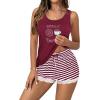 Ekouaer Womens Pajama Sets Sleeveless Tank Top and Shorts Pj Set Lace Hem Sleepwear S-XXXL(Wine Red)