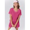 Ekouaer Womens Pajamas Sets Soft 100% Cotton Pjs Short Sleeve Lounge Sets Casual Two Piece Pjs With Pockets(Hot Pink)