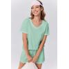 Ekouaer Womens Pajamas Sets Soft 100% Cotton Pjs Short Sleeve Lounge Sets Casual Two Piece Pjs With Pockets(Ice Green)