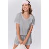 Ekouaer Womens Pajamas Sets Soft 100% Cotton Pjs Short Sleeve Lounge Sets Casual Two Piece Pjs With Pockets(Light Grey)
