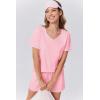 Ekouaer Womens Pajamas Sets Soft 100% Cotton Pjs Short Sleeve Lounge Sets Casual Two Piece Pjs With Pockets(Pink)