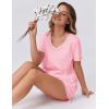 Ekouaer Womens Pajamas Sets Soft 100% Cotton Pjs Short Sleeve Lounge Sets Casual Two Piece Pjs With Pockets(Pink)