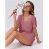 Ekouaer Womens Pajamas Sets Soft 100% Cotton Pjs Short Sleeve Lounge Sets Casual Two Piece Pjs With Pockets(Rose Red)