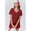 Ekouaer Womens Pajamas Sets Soft 100% Cotton Pjs Short Sleeve Lounge Sets Casual Two Piece Pjs With Pockets(Wine Red)
