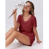 Ekouaer Womens Pajamas Sets Soft 100% Cotton Pjs Short Sleeve Lounge Sets Casual Two Piece Pjs With Pockets(Wine Red)