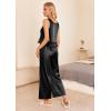 Ekouaer Womens Satin Pajamas Set 2 Piece Silk Outfits Sleeveless Tank Crop Wide Leg Pants Sleepwear with Pockets(Black)