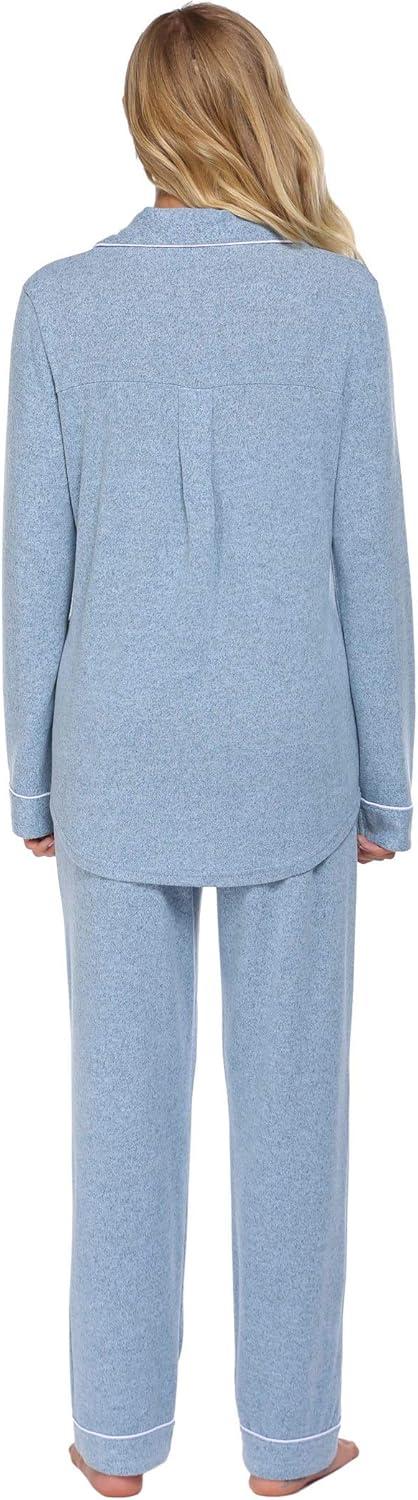 imageEkouaer Womens Pajamas Long Sleeve Sleepwear Casual Button Down Loungewear Soft Pjs Set SXXLBlue