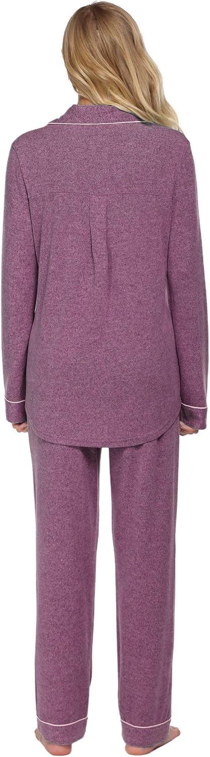imageEkouaer Womens Pajamas Long Sleeve Sleepwear Casual Button Down Loungewear Soft Pjs Set SXXLCherry Red