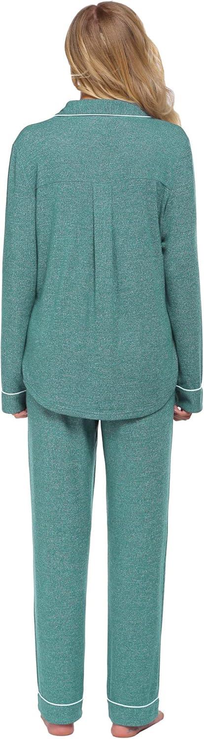 imageEkouaer Womens Pajamas Long Sleeve Sleepwear Casual Button Down Loungewear Soft Pjs Set SXXLGreen