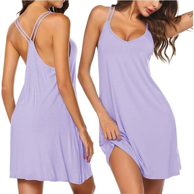 imageEkouaer Womens V Neck Sleeveless NightgownLilac