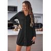 Ekouaer Nightgowns for Women Button Down Night Shirt Long Sleeve Ribbed Knit V-Neck Sleepwear Pajama Dress(Black)