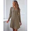 Ekouaer Nightgowns for Women Button Down Night Shirt Long Sleeve Ribbed Knit V-Neck Sleepwear Pajama Dress(Dark Brown)