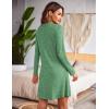 Ekouaer Nightgowns for Women Button Down Night Shirt Long Sleeve Ribbed Knit V-Neck Sleepwear Pajama Dress(Dark Green)