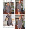 Ekouaer Nightgowns for Women Button Down Night Shirt Long Sleeve Ribbed Knit V-Neck Sleepwear Pajama Dress(Dark Grey)