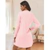 Ekouaer Nightgowns for Women Button Down Night Shirt Long Sleeve Ribbed Knit V-Neck Sleepwear Pajama Dress(Pink)