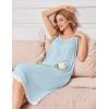 Ekouaer Nightgowns for Women Sleeveless Night Gown Victorian Sleep Shirt with Pockets Ladies Pjs Lace Trim Sleepwear S-XXL(Light Blue)