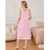 Ekouaer Nightgowns for Women Sleeveless Night Gown Victorian Sleep Shirt with Pockets Ladies Pjs Lace Trim Sleepwear S-XXL(Pink)