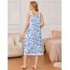 Ekouaer Nightgowns for Women Sleeveless Night Gown Victorian Sleep Shirt with Pockets Ladies Pjs Lace Trim Sleepwear S-XXL(Watercolor Flowers Blue)