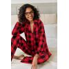 Ekouaer Pajamas for Women 2 Piece Lounge Set Long Sleeve Plaid Sleepwear Casual 2 Piece Pjs S-XXL(Black Red Plaid)