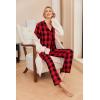 Ekouaer Pajamas for Women 2 Piece Lounge Set Long Sleeve Plaid Sleepwear Casual 2 Piece Pjs S-XXL(Black Red Plaid)