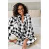 Ekouaer Pajamas for Women 2 Piece Lounge Set Long Sleeve Plaid Sleepwear Casual 2 Piece Pjs S-XXL(Black White Plaid)