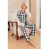 Ekouaer Pajamas for Women 2 Piece Lounge Set Long Sleeve Plaid Sleepwear Casual 2 Piece Pjs S-XXL(Black White Plaid)