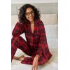 Ekouaer Pajamas for Women 2 Piece Lounge Set Long Sleeve Plaid Sleepwear Casual 2 Piece Pjs S-XXL(Red Black Plaid)