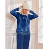 Ekouaer Pajamas for Women Set Long Sleeve Sleepwear Top & Pants Pjs Comfy 2 Piece Lounge Set with Pockets S-XXL(Navy Floral)