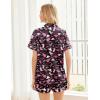 Ekouaer Silk Pajamas for Women Short Sleeve Sleepwear Soft Button Down Loungewear 2 Piece Satin Pjs Shorts Set(Black Pink Kiss)