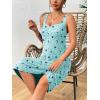 Ekouaer Sleeveless Nightgowns for Women Night Shirts Sleep Shirts Pleated Front Sleepwear Printed Night Dress Star Moon L
