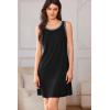 Ekouaer Tank Nightgowns for Women Sleeveless Sleep Dress Crew Neck Sleep Shirt Comfy Pajama Dress(A_black)