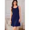 Ekouaer Tank Nightgowns for Women Sleeveless Sleep Dress Crew Neck Sleep Shirt Comfy Pajama Dress(A_navy Blue)