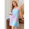 Ekouaer Tank Nightgowns for Women Sleeveless Sleep Dress Crew Neck Sleep Shirt Comfy Pajama Dress(Colorful Tie-dye)