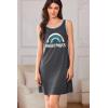 Ekouaer Tank Nightgowns for Women Sleeveless Sleep Dress Crew Neck Sleep Shirt Comfy Pajama Dress(Grey Rainbow)
