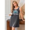 Ekouaer Tank Nightgowns for Women Sleeveless Sleep Dress Crew Neck Sleep Shirt Comfy Pajama Dress(Grey Rainbow)