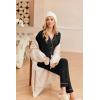 Ekouaer Women’s Pajamas Long Sleeve Sleepwear Casual Button Down Loungewear Soft Pjs Set S-XXL(Black)