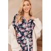 Ekouaer Women’s Pajamas Long Sleeve Sleepwear Casual Button Down Loungewear Soft Pjs Set S-XXL(Black Pink Floral)