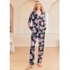 Ekouaer Women’s Pajamas Long Sleeve Sleepwear Casual Button Down Loungewear Soft Pjs Set S-XXL(Black Pink Floral)