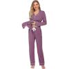 Ekouaer Women’s Pajamas Long Sleeve Sleepwear Casual Button Down Loungewear Soft Pjs Set S-XXL(Cherry Red)